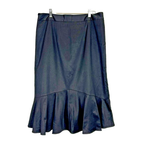 Vintage Mob Wife Skirt Size 14 Black Pinstripe Pencil Midi Gangster Y2K 90's - Picture 2 of 4